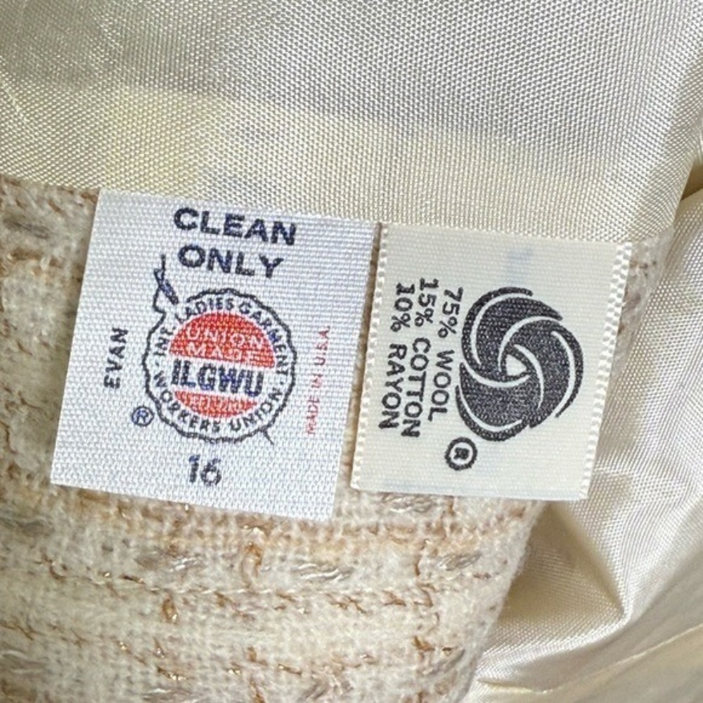 Vintage 60s Wool Blend Tweed Blazer Pale Yellow - Picture 6 of 6